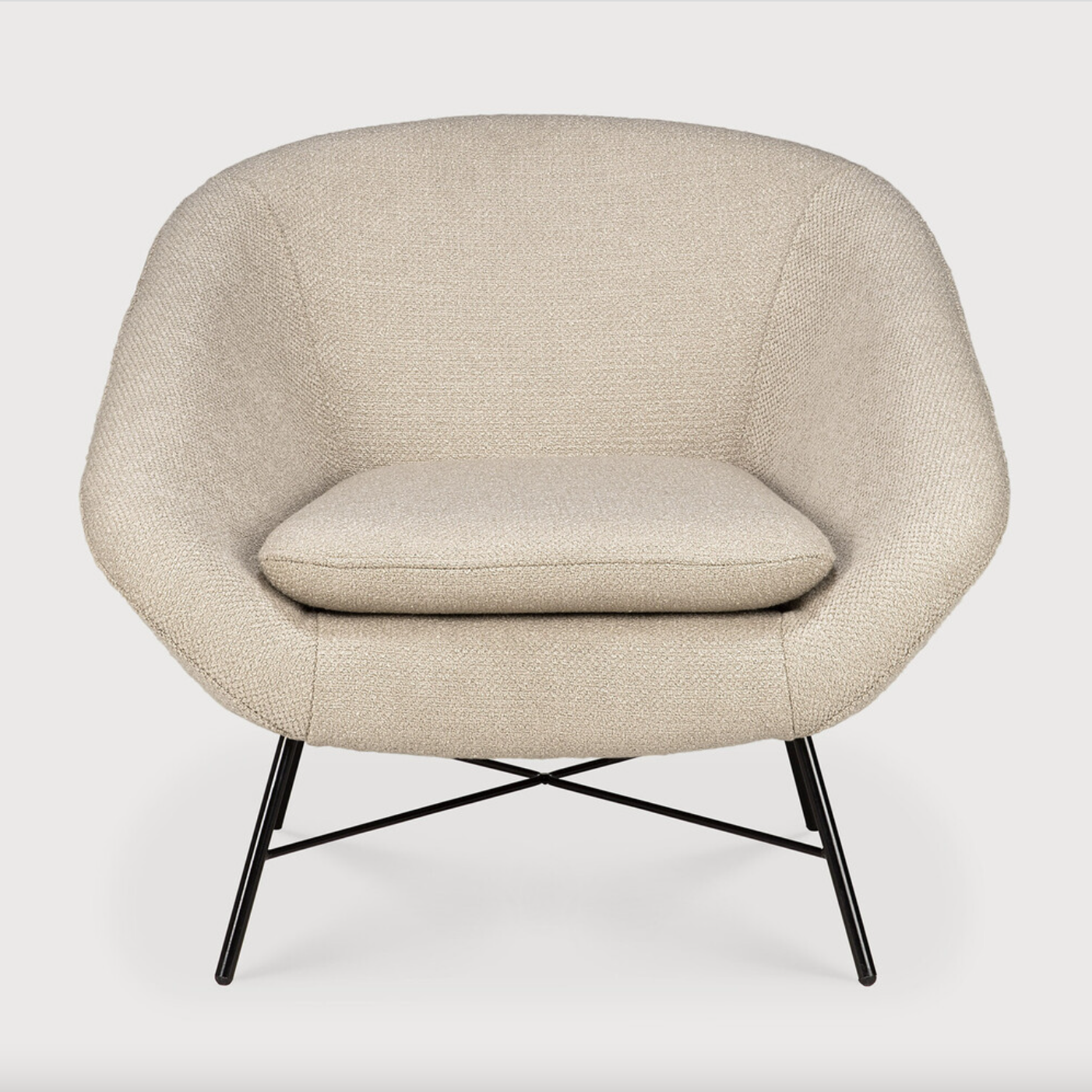 Featuring Barrow Lounge Chair - Off White by Ethnicraft at Amethyst Home. Designed by Jacques Deneef, this Barrow Lounge Chair - Copper has an irresistible vintage vibe. We love the thin metal frame paired with the rich upholstery - a comfortable, timeless chair to add to any space!
Dimensions: 32"w x 31.5"d x 28"h Seat Height: 16.5"
Material: Fabric - 7.  Amethyst Home provides interior design, new home construction design consulting, vintage area rugs, and lighting in the Kansas City metro area.