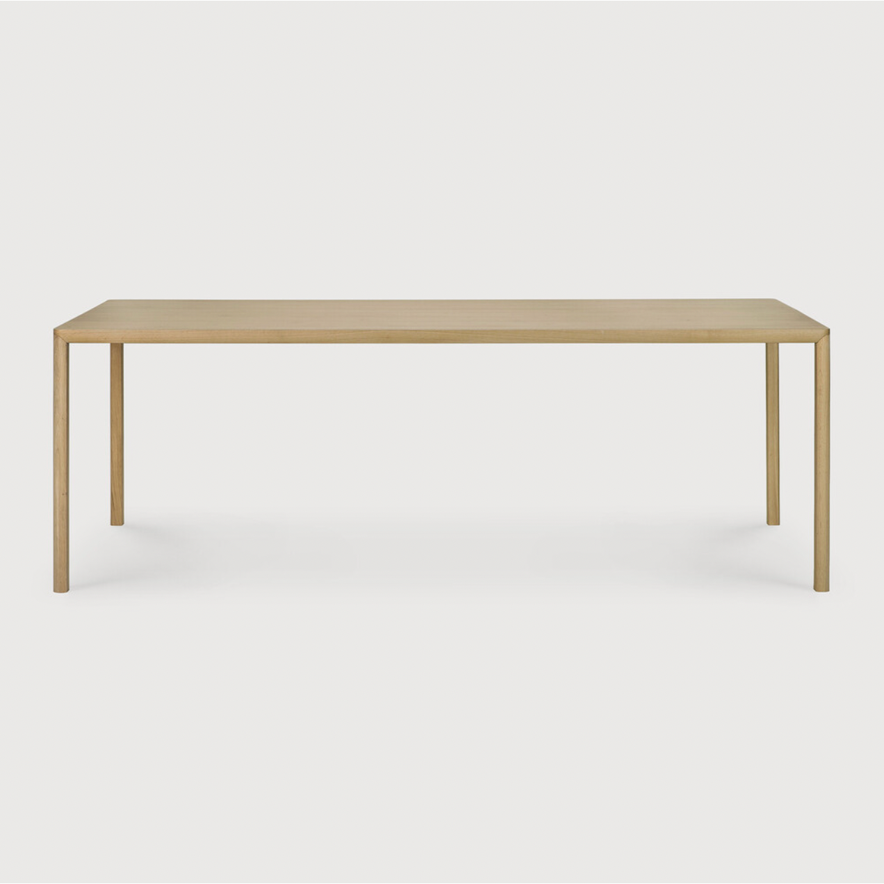 Featuring Oak Air Dining Table by Ethnicraft at Amethyst Home. With a simple, clean and minimal design, this Oak Air Dining Table is a table to add your dining room or kitchen area of years to come. The sleek bevelled legs makes the tabletop seems to float effortlessly above. 
Material: Oak, 100% Solid WoodFinish: Varnished
Dimensions 55": 55.5"w x 31.5"d x 3.  Amethyst Home provides interior design, new home construction design consulting, vintage area rugs, and lighting in the Austin metro area.