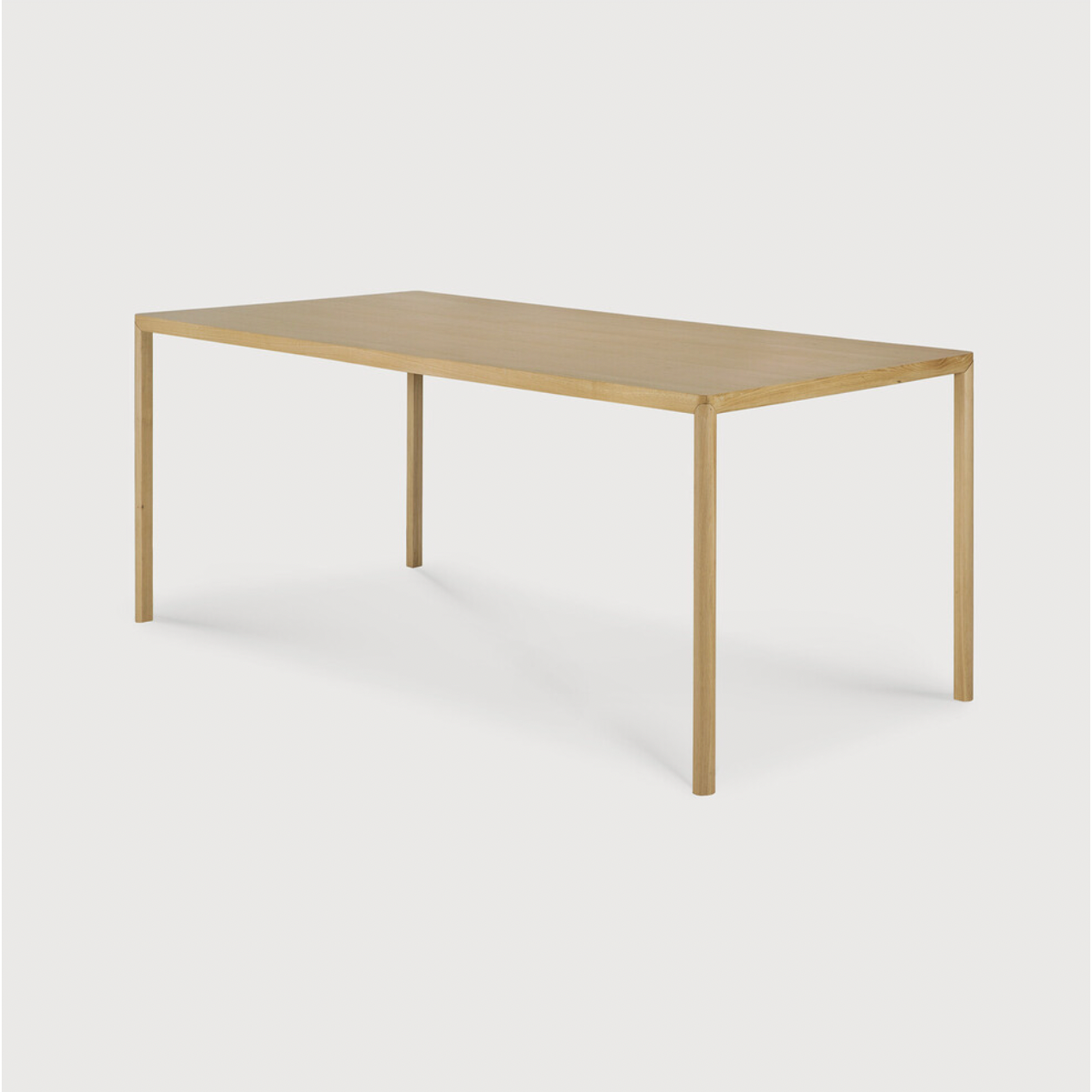 Featuring Oak Air Dining Table by Ethnicraft at Amethyst Home. With a simple, clean and minimal design, this Oak Air Dining Table is a table to add your dining room or kitchen area of years to come. The sleek bevelled legs makes the tabletop seems to float effortlessly above. 
Material: Oak, 100% Solid WoodFinish: Varnished
Dimensions 55": 55.5"w x 31.5".  Amethyst Home provides interior design, new home construction design consulting, vintage area rugs, and lighting in the Los Angeles metro area.