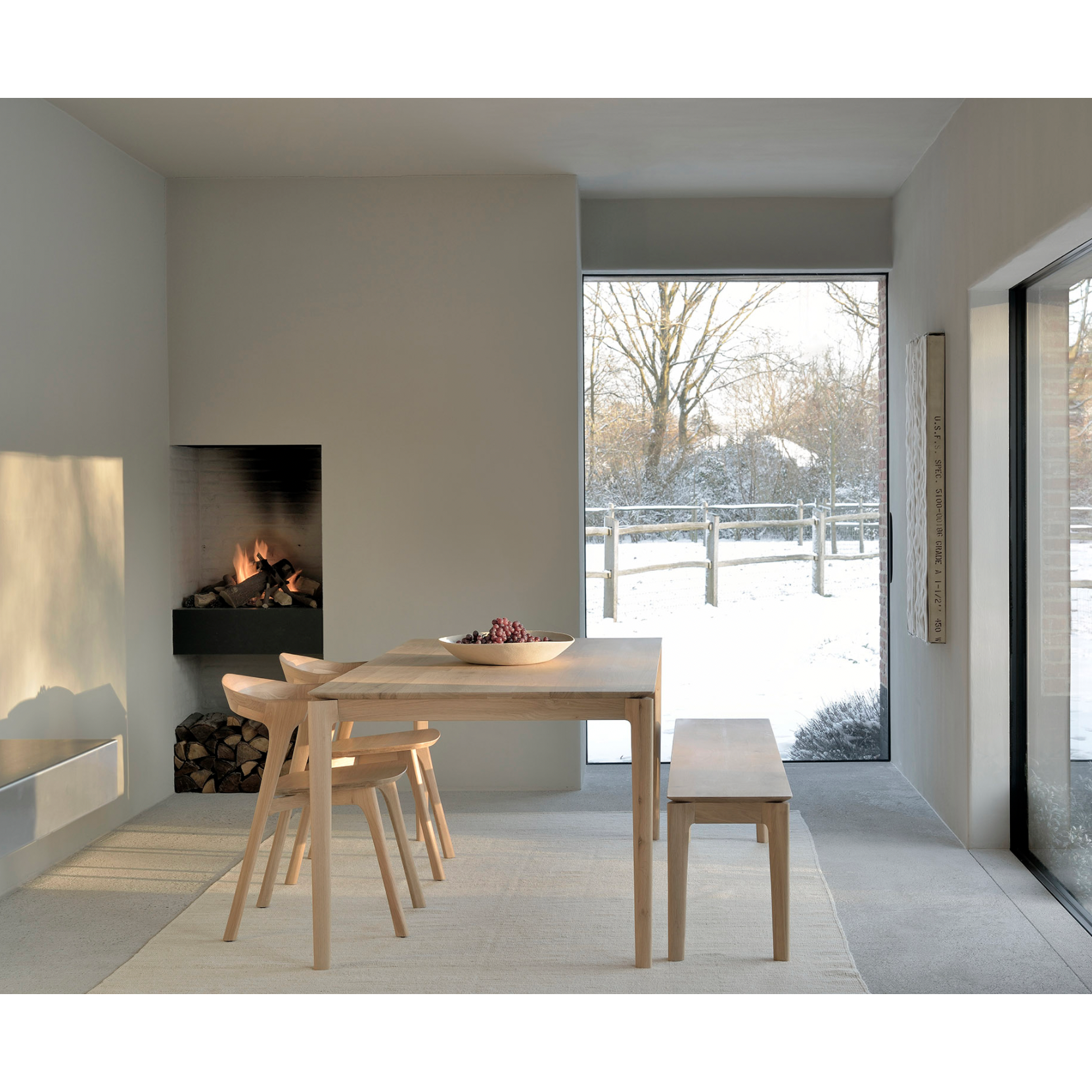 Featuring Oak Bok Bench by Ethnicraft at Amethyst Home. This Oak Bok Bench features an airy shape with rock-solid construction,  making this piece a timeless and remarkable design to enjoy for years to come. Pair with a dining table or stand-alone against a wall, hallway, or end of the bed! 
49.5" Dimensions: 50"w x 14"d x 18.5"h Weight: 31 lbs
57.5" Dime.  Amethyst Home provides interior design, new home construction design consulting, vintage area rugs, and lighting in the Scottsdale metro area.