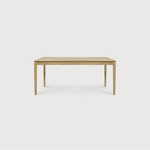 Featuring Oak Bok Extendable Dining Table by Ethnicraft at Amethyst Home. This Oak Bok Extendable Dining Table is perfect for families who want extra space when their kids, extended family, or guests come to celebrate! Its airy shape yet rock solid construction make this piece a timeless and remarkable design to enjoy for years to come.
Material: Oak, 100%.  Amethyst Home provides interior design, new home construction design consulting, vintage area rugs, and lighting in the Nashville metro area.