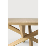 Featuring Oak Mikado Coffee Table by Ethnicraft at Amethyst Home. The Oak Mikado Coffee Table, designed by Alain van Havre, is a study of balance and symmetry. The interested base brings a unique look to any living room or lounge area!
Oval Dimension: 56.5"w x 26.5"d x 17"h Weight: 35 lbs
Round Dimension: 39.5"w x 39.5"d x 17"hWeight: 40 lbs
Material: Oak,.  Amethyst Home provides interior design, new home construction design consulting, vintage area rugs, and lighting in the Nashville metro area.