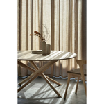 Featuring Oak Mikado Dining Table - Round by Ethnicraft at Amethyst Home. We love the sculptural character of this Oak Mikado Dining Table - Round. The legs interlock like a well-thought-out puzzle, making it easier to interact with your guests and allows you to converse with your family and friends for years to come!
Designed by Alain van Havre
Material:.  Amethyst Home provides interior design, new home construction design consulting, vintage area rugs, and lighting in the Alpharetta metro area.