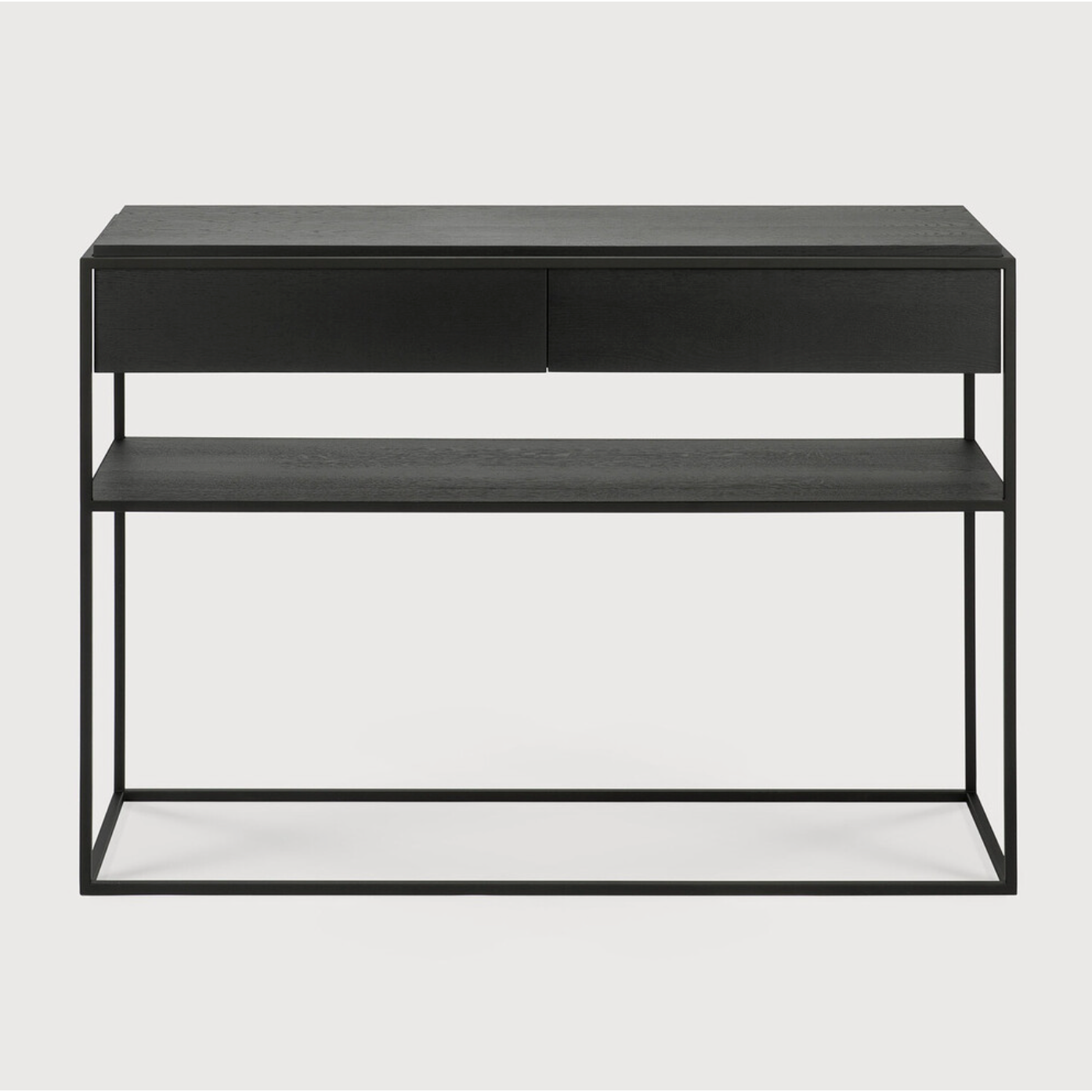 Featuring Oak Monolit Console Table - Black by Ethnicraft at Amethyst Home. Balance and function come together in the Monolit console table. This simple, sleek table includes storage and we LOVE hidden storage! Dress up your living room or office with a piece that is both functional and stylish!
Dimensions: 48.5"w x 16"d x 33.5"h Weight: 77 lbs
Material: Oak, .  Amethyst Home provides interior design, new home construction design consulting, vintage area rugs, and lighting in the Miami metro area.