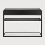 Featuring Oak Monolit Console Table - Black by Ethnicraft at Amethyst Home. Balance and function come together in the Monolit console table. This simple, sleek table includes storage and we LOVE hidden storage! Dress up your living room or office with a piece that is both functional and stylish!
Dimensions: 48.5"w x 16"d x 33.5"h Weight: 77 lbs
Material: Oak, .  Amethyst Home provides interior design, new home construction design consulting, vintage area rugs, and lighting in the Miami metro area.