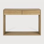 Featuring Oak Nordic Console Table by Ethnicraft at Amethyst Home. This Oak Nordic Console combines refined design with the purity of solid wood. We love that the bevelled edges will add an upscale aesthetic to any entry hall or living room space.
Dimensions: 47.5"w x 16"d x 33.5"h Weight: 84 lbs
Dimensions: 63"w x 16"d x 33.5"h Weight: 108 lbs
Material: Oak, .  Amethyst Home provides interior design, new home construction design consulting, vintage area rugs, and lighting in the Miami metro area.