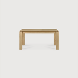 Featuring Oak Slice Dining Table by Ethnicraft at Amethyst Home. A seemingly simple and straightforward piece, the Oak Slice Dining Table features subtle corner details that add playful sophistication to the functional piece. A piece to gather your family and friends around for years to come. 
Material: Oak, 100% Solid WoodFinish: Oil
Dimensions 63": 63".  Amethyst Home provides interior design, new home construction design consulting, vintage area rugs, and lighting in the Los Angeles metro area.