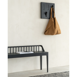 Featuring Oak Spindle Bench - Black by Ethnicraft at Amethyst Home. Wherever you choose to place it, this Oak Spindle Bench - Black in solid oak is a striking piece. We'd love to see this styled with an Amethyst Pillow in your entryway, bedroom, or other space! 
Dimensions: 59.5"w x 14"d x 24"h Seat Height: 18"Weight: 28 lbs
Material: Oak, 100% Solid WoodF.  Amethyst Home provides interior design, new home construction design consulting, vintage area rugs, and lighting in the Park City metro area.