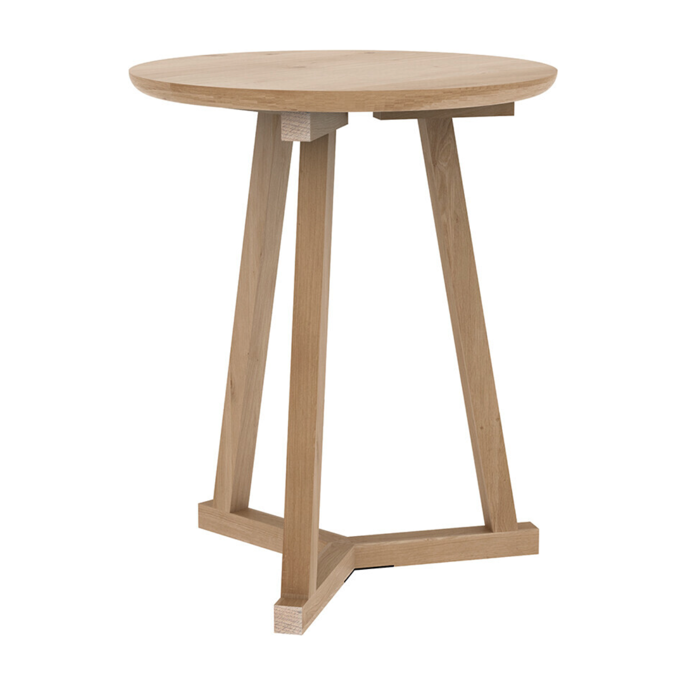 Featuring Oak Tripod Side Table by Ethnicraft at Amethyst Home. The Oak Tripod Side Table is a light, versatile piece that can be used on its own or in a group of several tables. It can easily be moved from room to room, placed next to a chair or a settee, or as a bedside table.
Dimensions: 18.5"w x 18.5"d x 22.5"h Weight: 11 lbs
Material: Oak, 100% solid .  Amethyst Home provides interior design, new home construction design consulting, vintage area rugs, and lighting in the San Diego metro area.