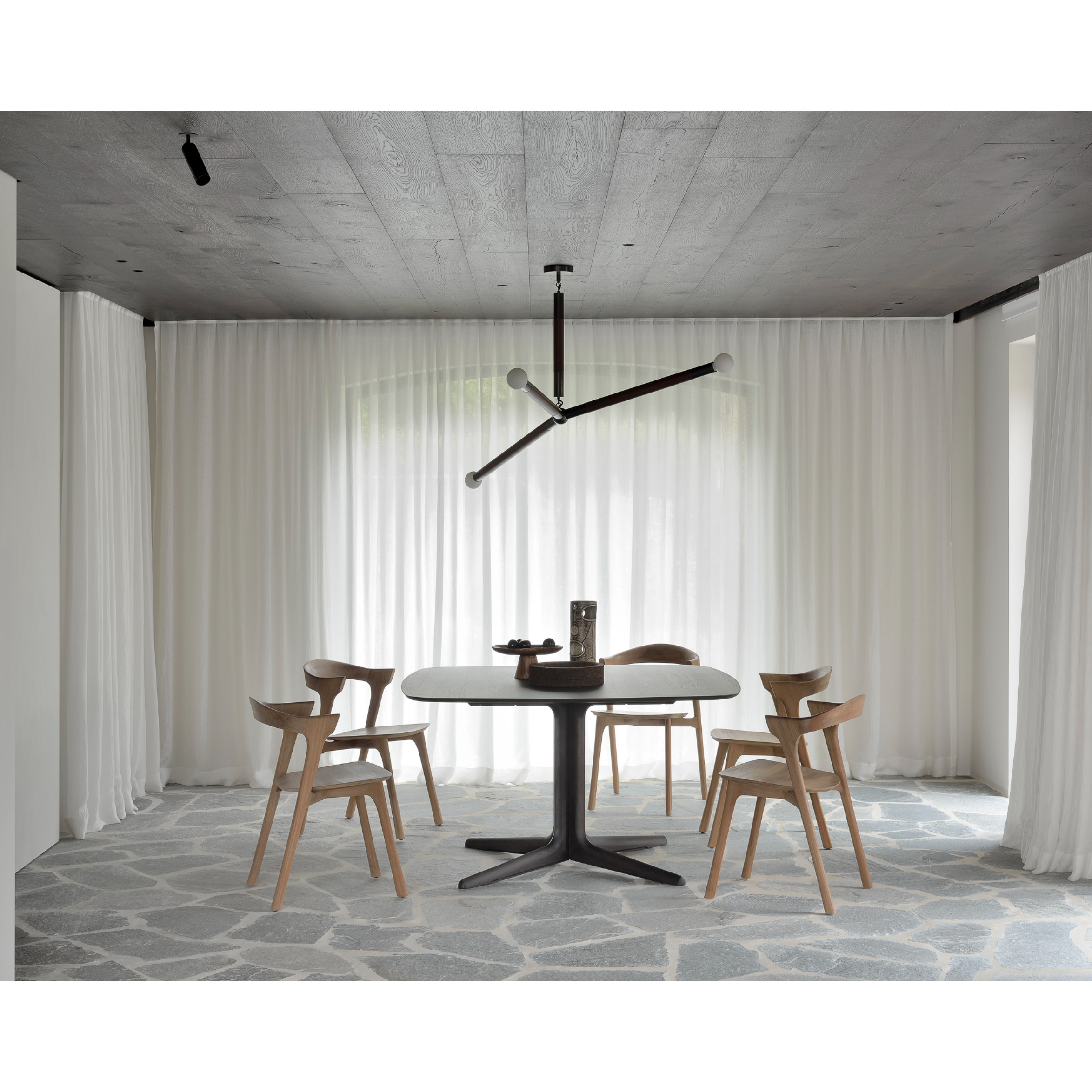 Featuring Teak Bok Dining Chair by Ethnicraft at Amethyst Home. This Teak Bok Dining Chair features an airy shape with rock-solid construction,  making this piece a timeless and remarkable design to enjoy for years to come. Pair with a dining table or stand-alone against a wall, hallway, or end of the bed! Designed by Alain can Havre
Dimensions: 20"w x.  Amethyst Home provides interior design, new home construction design consulting, vintage area rugs, and lighting in the Winter Garden metro area.