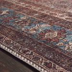The Layla Collection is traditional and timeless, with a beautiful lived-in design that captures the spirit of an old-world rug. This traditional power-loomed rug is crafted of 100% polyester with a classic and sophisticated color palette and subtle patina.  Power Loomed 100% Polyester LAY-01 Brick/Blue