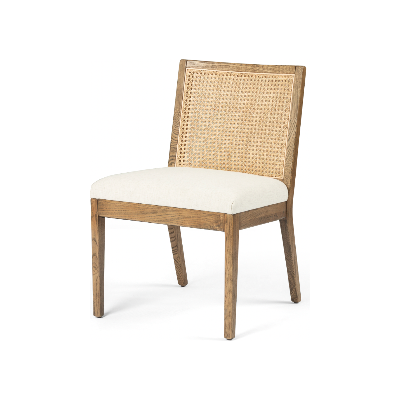 Featuring Charlotte Armless Dining Chair - Cane Toasted Nettlewood by Four Hands at Amethyst Home. Coastal aesthetic and daily comfort -- the Charlotte Dining Chair is an Amethyst fave.  It's perfect for blending wood tones in a space due to the two tone cane back.  Upholstered in a performance fabric for stress-free daily use.
Overall Dimensions: 22.50"W .  Amethyst Home provides interior design, new home construction design consulting, vintage area rugs, and lighting in the San Diego metro area.