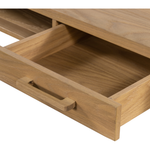 Featuring Armstrong Desk - Burnished Oak by Four Hands at Amethyst Home. With dramatically tapered legs and a slender silhouette, this Armstrong Desk - Burnished Oak is made of light-burnished oak and places a femme, functional twist on mid-century styling. Dual drawers plus an open center cubby for handy office supply storage.
Overall Dimensions: 55.50"W x .  Amethyst Home provides interior design, new home construction design consulting, vintage area rugs, and lighting in the Houston metro area.