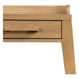 Featuring Armstrong Desk - Burnished Oak by Four Hands at Amethyst Home. With dramatically tapered legs and a slender silhouette, this Armstrong Desk - Burnished Oak is made of light-burnished oak and places a femme, functional twist on mid-century styling. Dual drawers plus an open center cubby for handy office supply storage.
Overall Dimensions: 55.50"W x 27.  Amethyst Home provides interior design, new home construction design consulting, vintage area rugs, and lighting in the Tampa metro area.