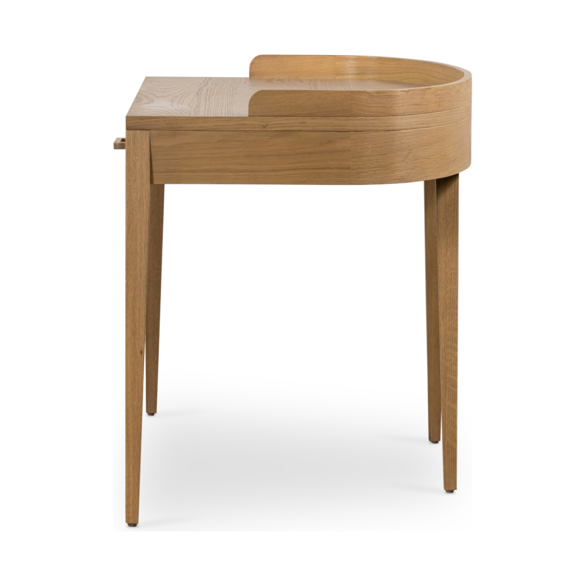 Featuring Armstrong Desk - Burnished Oak by Four Hands at Amethyst Home. With dramatically tapered legs and a slender silhouette, this Armstrong Desk - Burnished Oak is made of light-burnished oak and places a femme, functional twist on mid-century styling. Dual drawers plus an open center cubby for handy office supply storage.
Overall Dimensions: 55.50"W x .  Amethyst Home provides interior design, new home construction design consulting, vintage area rugs, and lighting in the Seattle metro area.