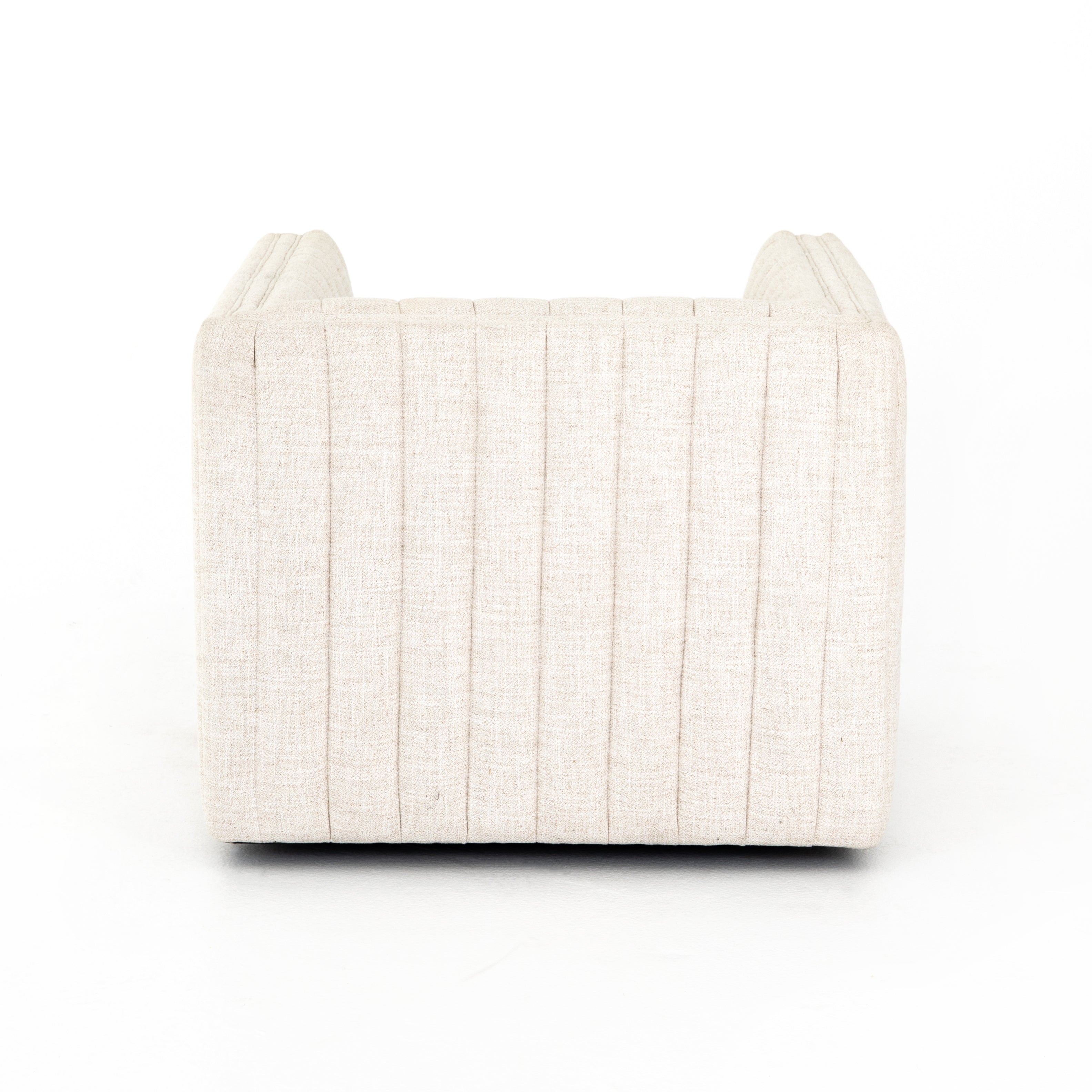 Featuring Augustine Swivel Chair - Cream by Four Hands at Amethyst Home. You will love the dramatic channeling of this Augustine Cream Swivel Chair. The swivel feature sets this apart from other chairs and is a great choice for any living room or media room. This chair is comfort wrapped in soft linen blend making this everyone's favorite chair.Overall Di.  Amethyst Home provides interior design, new home construction design consulting, vintage area rugs, and lighting in the Scottsdale metro area.