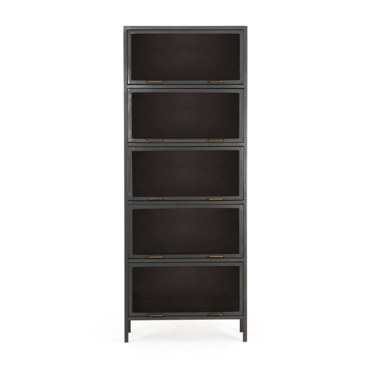 Featuring Aviva Barrister Cabinet by Four Hands at Amethyst Home. Inspired by the stackable barrister-style shelving, iron casing is finished in a gunmetal for a fresh industrial look, with smoked glass panes with flat brass hardware cover door fronts, each lifting to spacious compartments for storage of books and treasures.
Overall Dimensions: 32"W x 15"L.  Amethyst Home provides interior design, new home construction design consulting, vintage area rugs, and lighting in the Calabasas metro area.