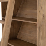 Featuring Bane Bookshelf by Four Hands at Amethyst Home. Five roomy shelves are ready to store favorite books and treasures, with smoked solid pine suited for any space. Removable ledges slant at an angle on each shelf, for even-better display of art and coffee table-size books, plus an optional slide ladder (for decorative use only) to complete the lo.  Amethyst Home provides interior design, new home construction design consulting, vintage area rugs, and lighting in the Newport Beach metro area.