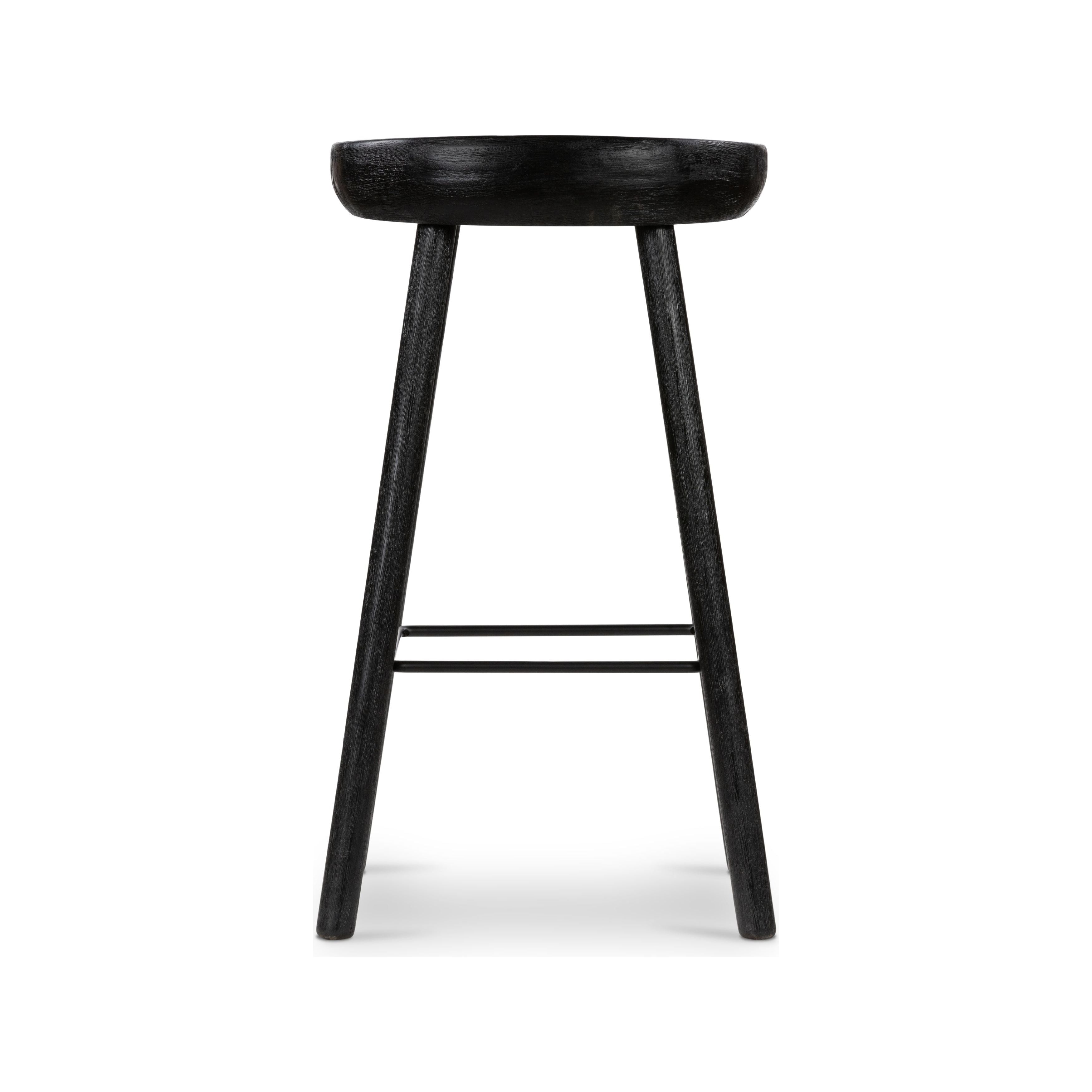 Featuring Barrett Counter Stool - Matte Black by Four Hands at Amethyst Home. The Barrett Matte Black Bar and Counter Stool is sculpted for comfort. Crafted from rich parawood, black iron stretchers lend an updated look to simply styled bar or counter seating finished in a sleek matte black.
Colors: Matte Black Parawood, Matte Black IronMaterials: Solid Par. Amethyst Home provides interior design, new home construction design consulting, vintage area rugs, and lighting in the Calabasas metro area.