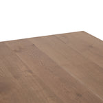 Featuring Brennan Dining Table - Dove Oak by Four Hands at Amethyst Home. This Brennan Dining Table - Dove Oak has a rectangular soft-grey oak tabletop and flaunts its materials' natural graining, for a richly organic takeaway. Wide, plank-style legs of pewter-finished steel features an ombre pattern -- a statement piece for any dining room or kitchen.  Amethyst Home provides interior design, new home construction design consulting, vintage area rugs, and lighting in the Salt Lake City metro area.