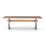 Featuring Brennan Dining Table - Dove Oak by Four Hands at Amethyst Home. This Brennan Dining Table - Dove Oak has a rectangular soft-grey oak tabletop and flaunts its materials' natural graining, for a richly organic takeaway. Wide, plank-style legs of pewter-finished steel features an ombre pattern -- a statement piece for any dining room or kitchen area..  Amethyst Home provides interior design, new home construction design consulting, vintage area rugs, and lighting in the Monterey metro area.