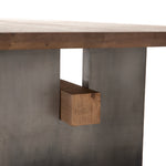 Featuring Brennan Dining Table - Dove Oak by Four Hands at Amethyst Home. This Brennan Dining Table - Dove Oak has a rectangular soft-grey oak tabletop and flaunts its materials' natural graining, for a richly organic takeaway. Wide, plank-style legs of pewter-finished steel features an ombre pattern -- a statement piece for any dining room or kitchen .  Amethyst Home provides interior design, new home construction design consulting, vintage area rugs, and lighting in the Newport Beach metro area.