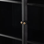 Store it in style with this Breya Cabinet - Black. Made from black-finished iron, beautifully arched cabinetry features glass-front doors, ideal for storing and displaying favorite books, photos, keepsakes, and more.  Overall Dimensions: 40.00"w x 16.25"d x 86.75"h