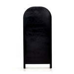 Store it in style with this Breya Cabinet - Black. Made from black-finished iron, beautifully arched cabinetry features glass-front doors, ideal for storing and displaying favorite books, photos, keepsakes, and more.  Overall Dimensions: 40.00"w x 16.25"d x 86.75"h