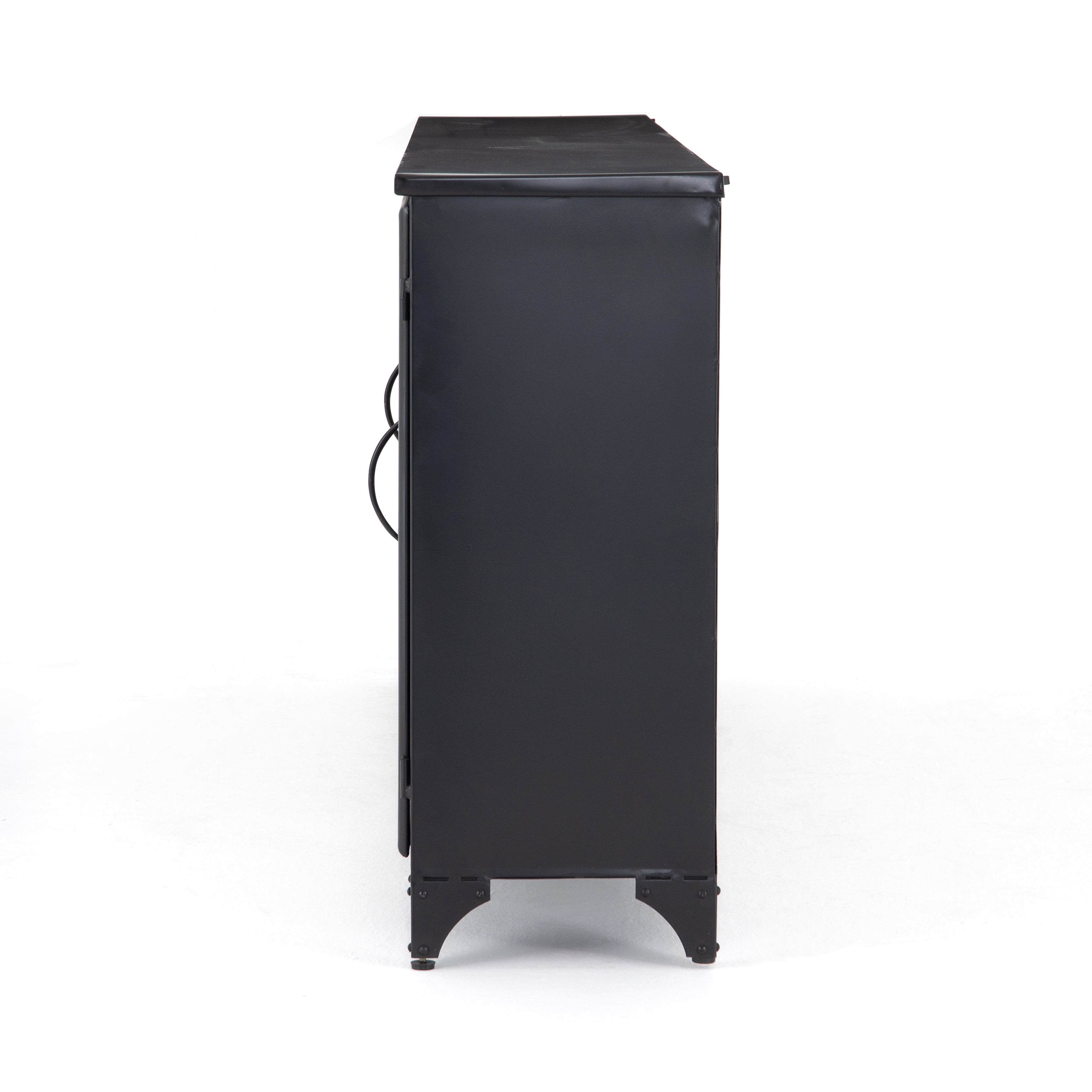 Featuring Camila Sideboard by Four Hands at Amethyst Home. A black iron frame with windowpane detail contrasts a stark white interior for an updated take on the traditional media console. Open-front glass doors and ample shelving maximize storage and display options.
Overall Dimensions: 94.50"W x 16"L x 39.50"HColors: Tempered Glass, Painted White, BlackM.  Amethyst Home provides interior design, new home construction design consulting, vintage area rugs, and lighting in the Alpharetta metro area.