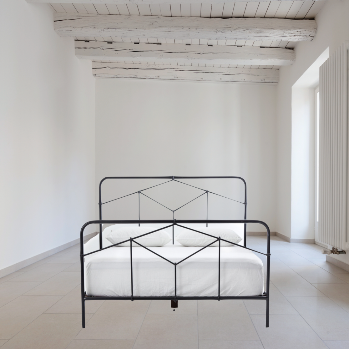 Featuring Winston Bed by Four Hands at Amethyst Home. Vintage style for a classic bedroom look.  Durable, heavy iron makes for a supportive, wiggle-free bed.
King Size Overall Dimensions: 77.50"W x 83.50"L x 51"HQueen Size Overall Dimensions: 61.50"W x 84"L x 51.50"HTwin Size Overall Dimensions: 40.50"W x 78.50"L x 51"H
Colors: Sandblasted Vintage BlackMateria.  Amethyst Home provides interior design, new home construction design consulting, vintage area rugs, and lighting in the Omaha metro area.