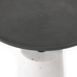 Featuring Cronos End Table - Polished White Marble by Four Hands at Amethyst Home. Simply sophisticated with this Cronos End Table - Polished White Marble. Finished in a polished white, a solid turned marble base supports a tray-style tabletop of grey-hammered iron, spurring beautifully eye-catching contrast for any living room or bedroom. 
Overall Dimensi.  Amethyst Home provides interior design, new home construction design consulting, vintage area rugs, and lighting in the Park City metro area.