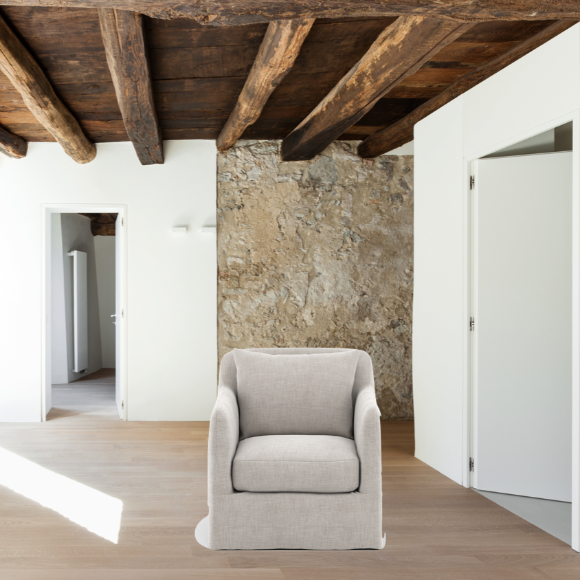 Featuring Dade Outdoor Swivel Chair - Stone Grey by Four Hands at Amethyst Home. This Dade Outdoor Swivel Chair - Stone Grey is a fresh, outdoor-friendly spin on the swivel chair. Removable charcoal slipcover meets style with sensibility. Great in pairs. Cover or store inside during inclement weather and when not in use.
Overall Dimensions: 27"W x 33.75"L .  Amethyst Home provides interior design, new home construction design consulting, vintage area rugs, and lighting in the Park City metro area.