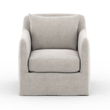 Featuring Dade Outdoor Swivel Chair - Stone Grey by Four Hands at Amethyst Home. This Dade Outdoor Swivel Chair - Stone Grey is a fresh, outdoor-friendly spin on the swivel chair. Removable charcoal slipcover meets style with sensibility. Great in pairs. Cover or store inside during inclement weather and when not in use.
Overall Dimensions: 27"W x 33.75".  Amethyst Home provides interior design, new home construction design consulting, vintage area rugs, and lighting in the Los Angeles metro area.