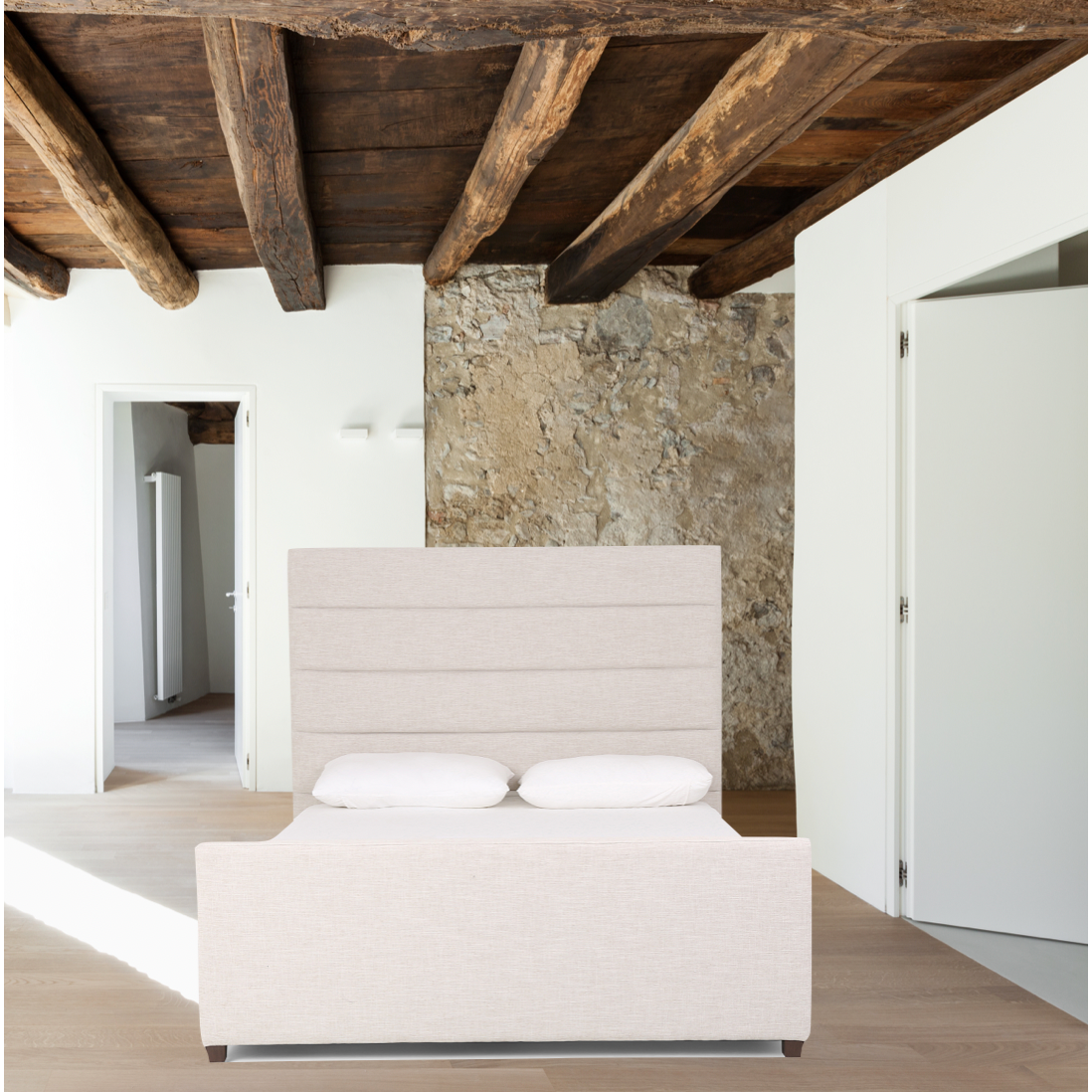 Featuring Daphne Bed - Cambric Ivory by Four Hands at Amethyst Home. We love the tall, elegant look of this Daphne Bed - Cambric Ivory. Horizontal channeling lends a linear, textured look to luxurious performance-grade upholstery - sure to elevate the look of any bedroom!
Colors: Cambric Ivory, AlmondMaterials: 90% Pl, 10% Li, Solid ParawoodFabric: Perfo.  Amethyst Home provides interior design, new home construction design consulting, vintage area rugs, and lighting in the Kansas City metro area.