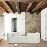 Featuring Deandra Tete a Tete Chaise - Merino Cotton by Four Hands at Amethyst Home. Modern European inspiration and plush curves come head to head in this stylish Deandra Tete a Tete Chaise - Merino Cotton. Upholstered in a soft liquid-repellent performance fabric that feels both casual and elevated, this is the perfect choice for families with kids or pets.  Amethyst Home provides interior design, new home construction design consulting, vintage area rugs, and lighting in the Seattle metro area.