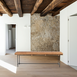 Featuring Gabine Accent Bench - Brandy by Four Hands at Amethyst Home. Airy, black-finished iron legs support a nettlewood dining bench of a chic, comfy layer of brandy top-grain leather on this Gabine Accent Bench - Brandy. A handsome piece to add to any bedroom, living room, or entryway. 
Overall Dimensions: 72"W x 18"L x 22"H
Colors: Midnight Iron, Toasted.  Amethyst Home provides interior design, new home construction design consulting, vintage area rugs, and lighting in the Austin metro area.