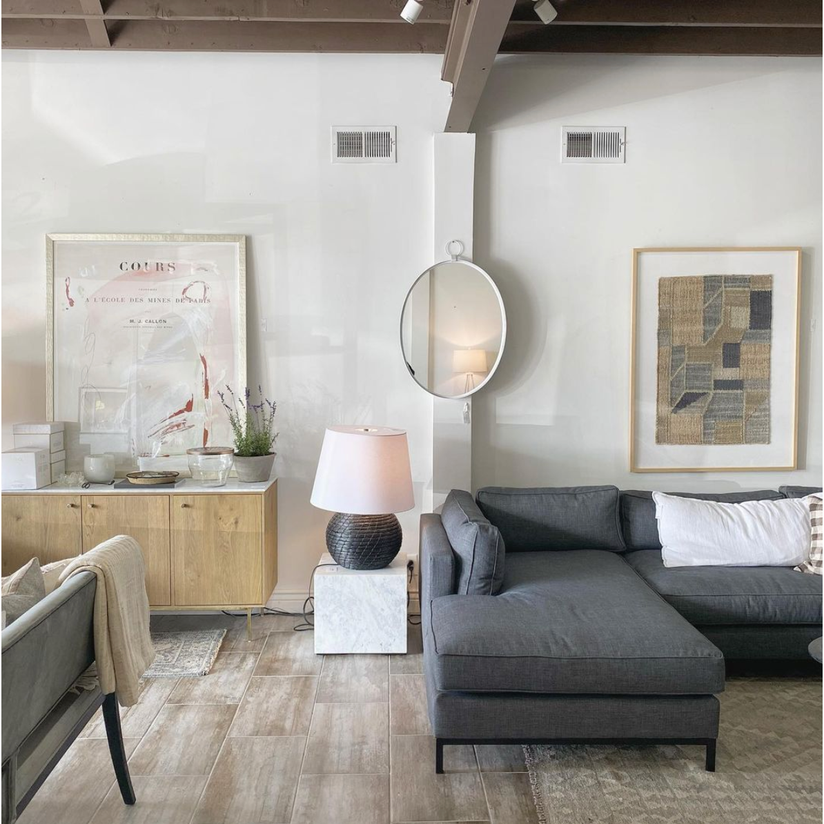 Featuring Grammercy 2-Piece Chaise Sectional - Bennett Charcoal by Four Hands at Amethyst Home. Flexible style, luxurious comfort and family-friendly upholstery. Clean, simple lines and a black iron base keep things casual and chic.
This fashion-forward upholstered collection mixes elegant fabrics with interesting design elements Each piece features North Ame.  Amethyst Home provides interior design, new home construction design consulting, vintage area rugs, and lighting in the Austin metro area.