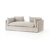 Featuring Mina Chaise - Valley Nimbus by Four Hands at Amethyst Home. Sophisticated and oh so comfortable -- the Mina chaise is a dream.  Beautiful, performance light linen blend fabric in a slipcover makes this piece feel like a cloud.
Overall Dimensions: 88"W x 40"L x 31"HMaterials: 53%Pl, 35%Vi, 12%Li, Solid BanakFabric: PerformanceWeight: 150.35 lbVol.  Amethyst Home provides interior design, new home construction design consulting, vintage area rugs, and lighting in the Scottsdale metro area.