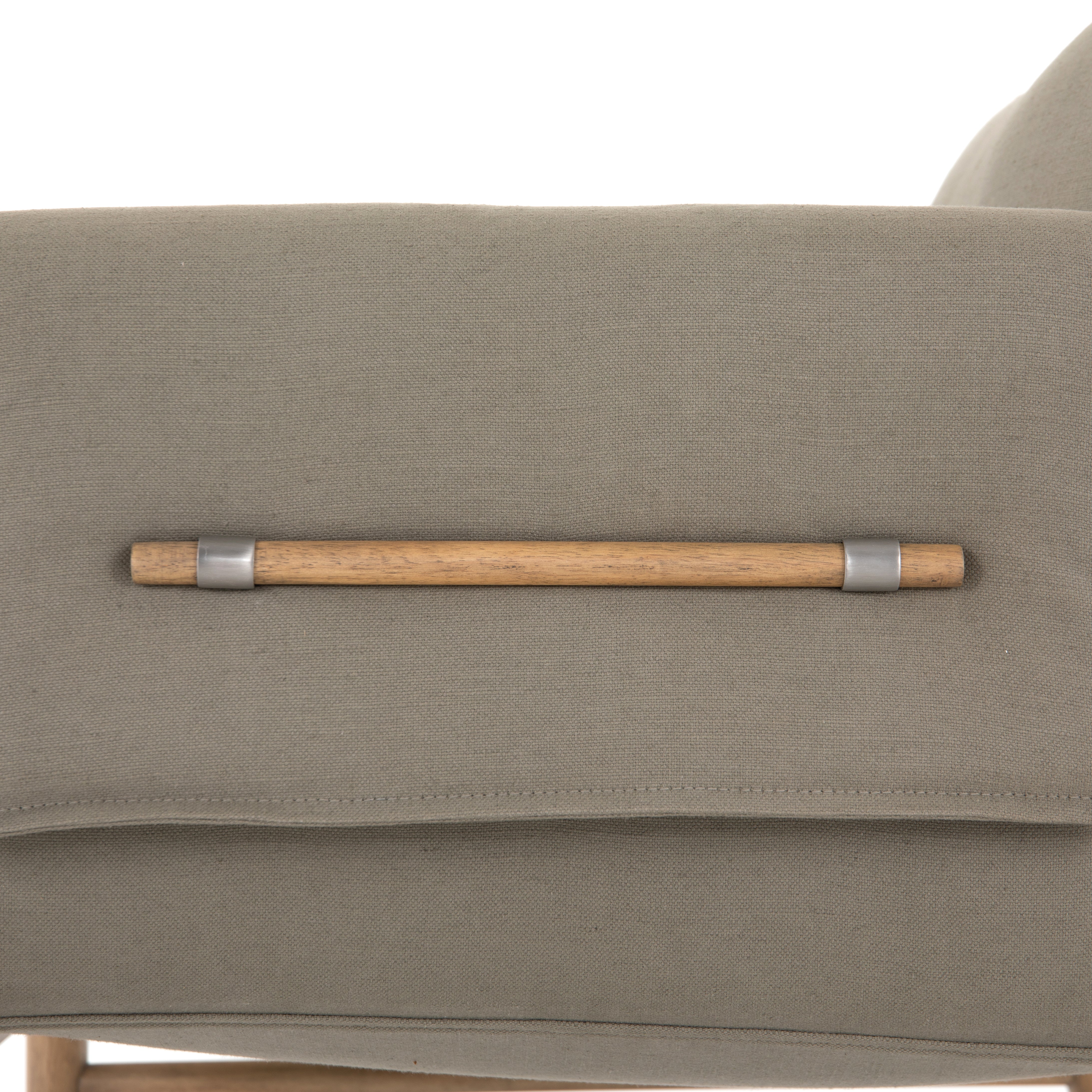 Featuring Harrison Chair - Villa Olive by Four Hands at Amethyst Home. Details make this Harrison Chair - Villa Olive. With plush cotton-blend upholstery that wraps each arm, faux toggles add an element of interest to luxuriously comfortable mid-century-inspired seating in a light olive hue, with softly sculpted parawood framing carrying out a beautifully neu.  Amethyst Home provides interior design, new home construction design consulting, vintage area rugs, and lighting in the Boston metro area.