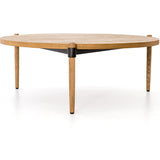 Featuring Holmes Coffee Table by Four Hands at Amethyst Home. Stunning simplicity with a Danish-inspired spin. A rounded tabletop of smoked drift oak offsets a triad of slim, tapered legs. Waxed black joinery adds a fresh look of high contrast. Pair with matching cocktail table for a nested, layered look.
Overall Dimensions: 43"W x 43"L x 14.75"H
Colors: S.  Amethyst Home provides interior design, new home construction design consulting, vintage area rugs, and lighting in the Park City metro area.