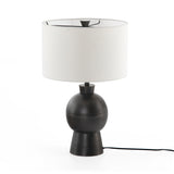 Featuring Kelita Textured Black Table Lamp by Four Hands at Amethyst Home. Textured black aluminum forms a shapely base to beautifully complement a white silk shade with this Kelita Textured Black Table Lamp. A beautiful lamp to place next your bed, sofa, or other area needing extra light.
Overall Dimensions: 16"W x 16"L x 25"H
Colors: Textured Black A.  Amethyst Home provides interior design, new home construction design consulting, vintage area rugs, and lighting in the Newport Beach metro area.