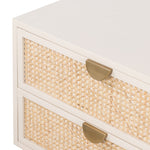 Featuring Luella Nightstand - Matte Alabaster by Four Hands at Amethyst Home. Bring a light look to bedroom styling with this Luella Nightstand - Matte Alabaster. The two-drawer nightstand features woven cane panels and half-moon hardware finished in an aged brass.
Overall Dimensions: 24"W x 18"L x 24"H
Colors: Matte Alabaster, Light Natural Cane, Age.  Amethyst Home provides interior design, new home construction design consulting, vintage area rugs, and lighting in the Salt Lake City metro area.