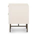 Featuring Luella Nightstand - Matte Alabaster by Four Hands at Amethyst Home. Bring a light look to bedroom styling with this Luella Nightstand - Matte Alabaster. The two-drawer nightstand features woven cane panels and half-moon hardware finished in an aged brass.
Overall Dimensions: 24"W x 18"L x 24"H
Colors: Matte Alabaster, Light Natural Cane, Aged Br.  Amethyst Home provides interior design, new home construction design consulting, vintage area rugs, and lighting in the Washington metro area.