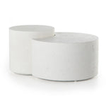 Featuring Meza Nesting Coffee Table - Textured White by Four Hands at Amethyst Home. Made from white-finished concrete with deep, textured pitting, this Meza Nesting Coffee Table - Textured White is sturdy and beautiful. Inspired by mid-century coral décor, this nesting coffee table features two tiers for a layered look with modernity.
Overall Dimensions: 43..  Amethyst Home provides interior design, new home construction design consulting, vintage area rugs, and lighting in the Dallas metro area.