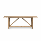 Featuring Mika Dining Table by Four Hands at Amethyst Home. Rustic goes modern with this Mika Dining Table. A triangular stretcher brings architectural interest to this simply styled dining table of white-washed oak.
Overall Dimensions: 84"W x 36"L x 30"H
Colors: Whitewashed Oak VeneerMaterials: Oak VeneerWeight: 119.05 lbVolume: 22.18 cu ftClearance from Fl.  Amethyst Home provides interior design, new home construction design consulting, vintage area rugs, and lighting in the Seattle metro area.