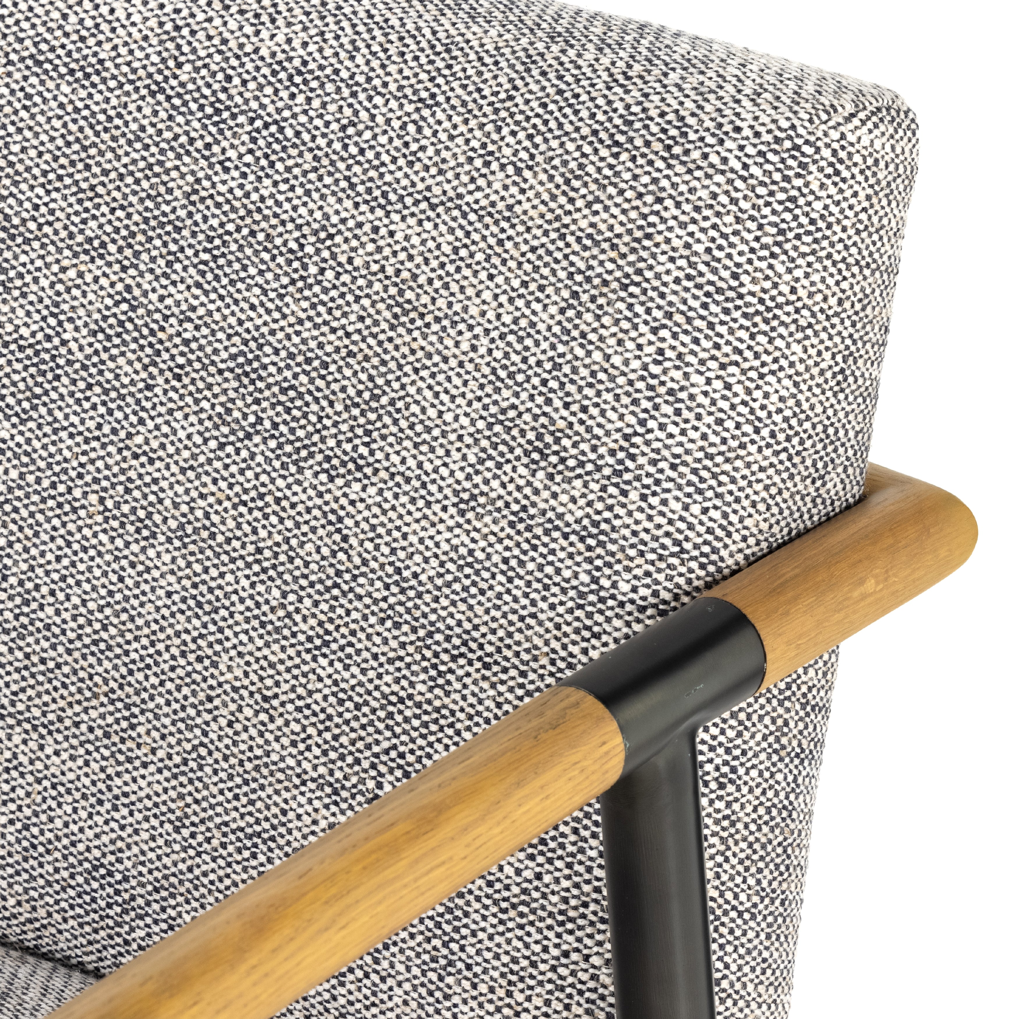 Featuring Rowen Thames Raven Counter Stool by Four Hands at Amethyst Home. We love the textural grey seating upholstered in a high-performance fabric on this Rowen Thames Raven Counter Stool. The angular solid oak arms and black-finished stainless steel framing is perfectly sized to elevate your bar or counter space.
Counter Stool Overall Dimensions: 23"W .  Amethyst Home provides interior design, new home construction design consulting, vintage area rugs, and lighting in the Charlotte metro area.