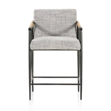 Featuring Rowen Thames Raven Counter Stool by Four Hands at Amethyst Home. We love the textural grey seating upholstered in a high-performance fabric on this Rowen Thames Raven Counter Stool. The angular solid oak arms and black-finished stainless steel framing is perfectly sized to elevate your bar or counter space.
Counter Stool Overall Dimensions: 23"W .  Amethyst Home provides interior design, new home construction design consulting, vintage area rugs, and lighting in the Calabasas metro area.