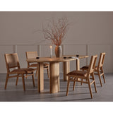 Featuring Sage Dining Chair - Sierra Butterscotch by Four Hands at Amethyst Home. Mixed materials make this Sage Dining Chair - Sierra Butterscotch. Solid, sand-colored beech wood features a natural cane back for extra texture, while a butterscotch-finished leather seat serves total comfort for any dining or kitchen area. 
Overall Dimensions: 20.50"W x 24..  Amethyst Home provides interior design, new home construction design consulting, vintage area rugs, and lighting in the Calabasas metro area.