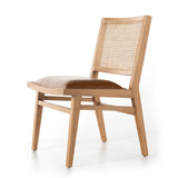 Featuring Sage Dining Chair - Sierra Butterscotch by Four Hands at Amethyst Home. Mixed materials make this Sage Dining Chair - Sierra Butterscotch. Solid, sand-colored beech wood features a natural cane back for extra texture, while a butterscotch-finished leather seat serves total comfort for any dining or kitchen area. 
Overall Dimensions: 20.50"W x 24.50"L.  Amethyst Home provides interior design, new home construction design consulting, vintage area rugs, and lighting in the Omaha metro area.