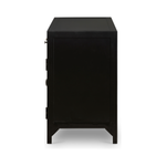 Featuring Shadow Box Media Console Table by Four Hands at Amethyst Home. This Shadow Box Media Console Table gives your inner collector a place to play. Frame prized possessions in a glass enclosure with matte-black metal and brass knobs.
Overall Dimensions: 69"W x 18"L x 29.25"H
Colors: Black, Tempered GlassMaterials: Iron, Tempered GlassWeight: 206.13 l.  Amethyst Home provides interior design, new home construction design consulting, vintage area rugs, and lighting in the Des Moines metro area.